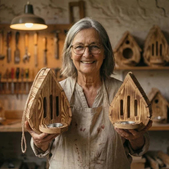 Wooden Butterfly Houses in a workshop