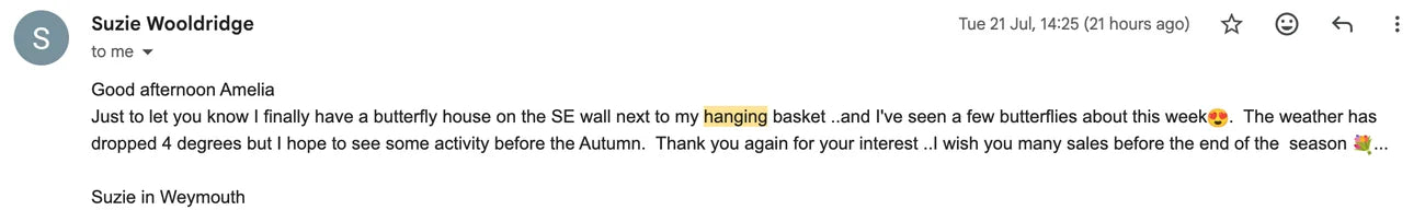 Customer feedback message