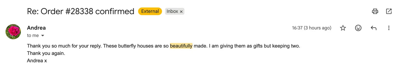 Customer feedback message
